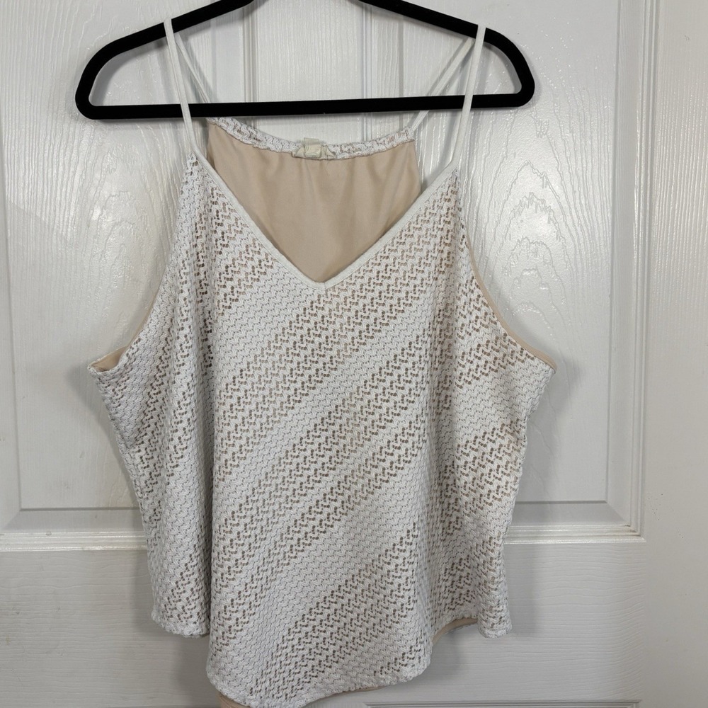 The General Good Open Knit Tank Top 2XL Layer White Asymmetrical Summer Resort